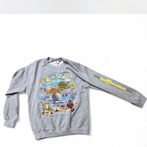 Disney Gray Crewneck Sweater with Colorful Print